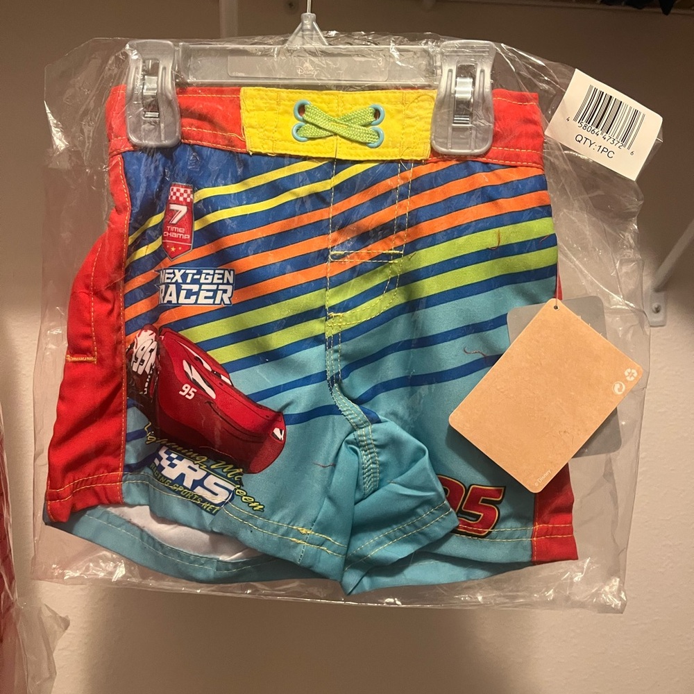 Disney Cars Lightning McQueen Swim  Shorts and Rash Guard